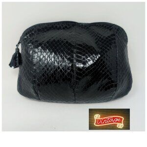 Vintage Venizia Black Snake Cosmetic Make Up Bag